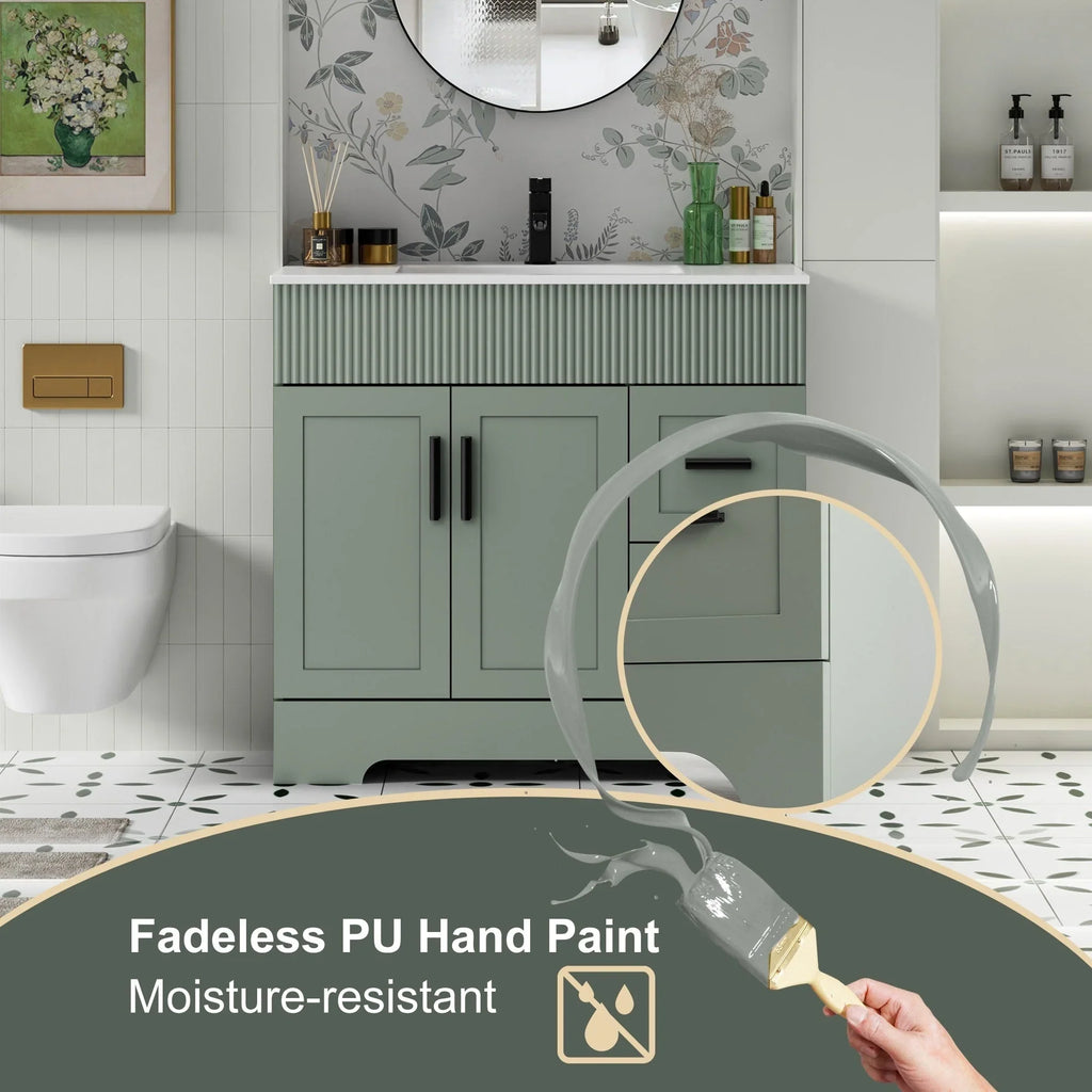 Meuble-lavabo de salle de bain Wavy Line 30/36/48 avec évier et robinet
