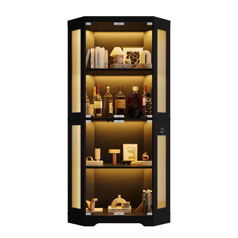 Vitrine en verre, vitrines d'angle à 4 niveaux, armoires de rangement pour objets de collection/jouets/livres, armoires de rangement pour salon