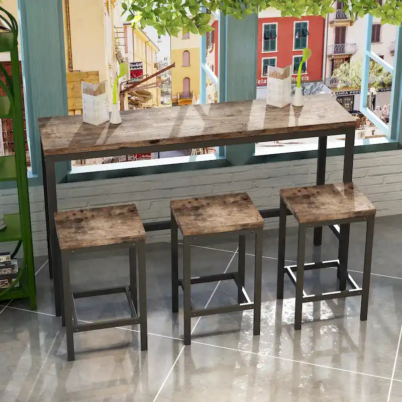 Ensemble table de bar et 3 tabourets