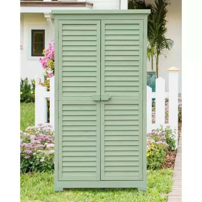 Abri de rangement extérieur étanche de 160 cm, avec étagères amovibles, serrures, doubles portes à volets, grand abri de jardin en bois avec plancher pour terrasse, cour